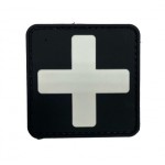 Нашивка PVC/ПВХ с велкро Крест медика большой 5 см белый на черном